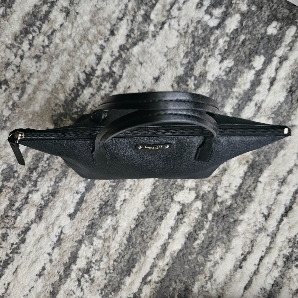 Kate Spade black shimmery tote with zipper, NWOT - Picture 6 of 11